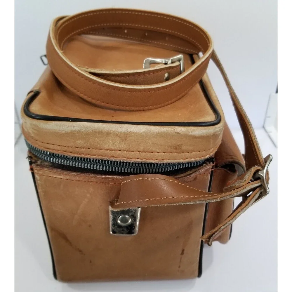 Vintage The Sportsman 502 Top Grain Cowhide Leather Camera Bag Brown Retro